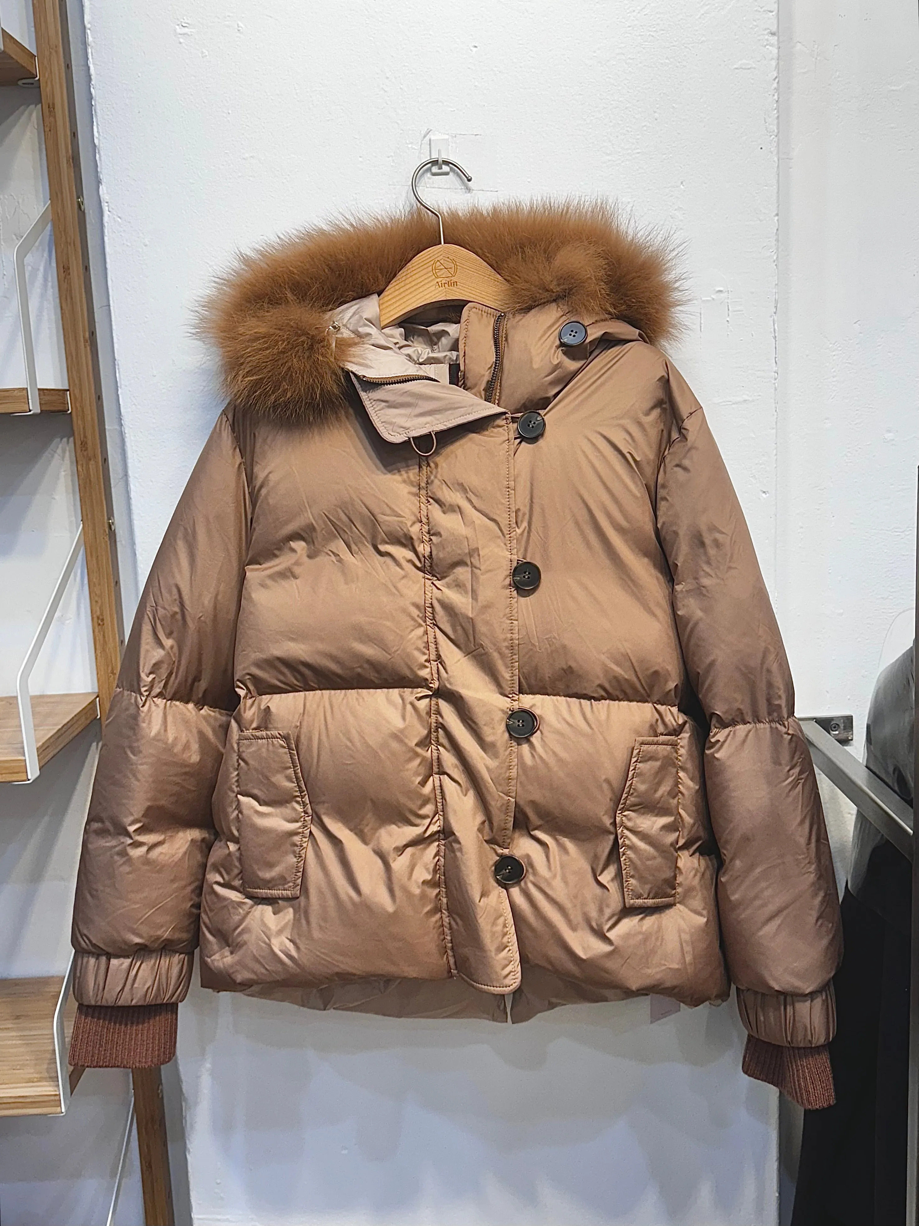 Goose Down Jacket with Fox Fur