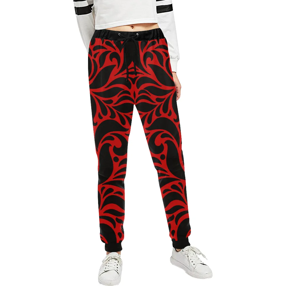 GORGIOUS LEAF RED Women's All Over Print Sweatpants