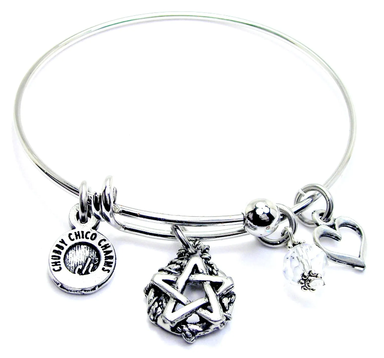 Gothic Pentacle Expandable Bangle Bracelet