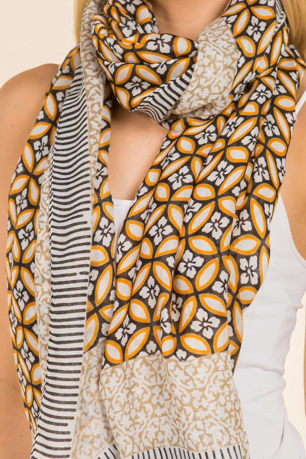 GPO-4010 geometric & border design scarf