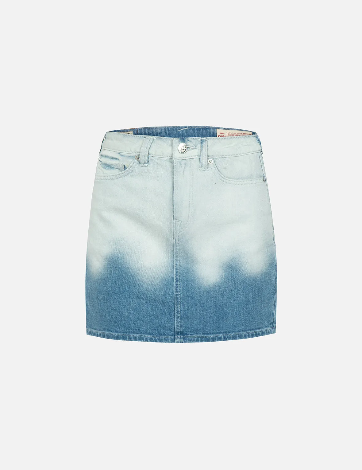 Graffiti Logo and Seagull Print Bleached Denim Skirt