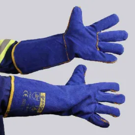 GRANGE BLUE LINED LEATHER GLOVE - ELBOW LENGTH