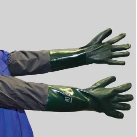 GRANGE PVC PEBBLE-PALM TEXTURED GLOVE - DARK GREEN 60CM