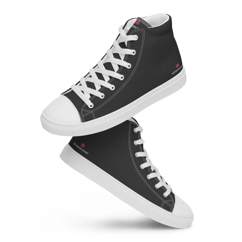 Graphite Grey Men's Sneakers, Solid Color Designer Canvas High Top Shoes For Fashionable Men