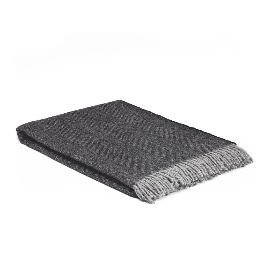 Graphite Herringbone Lambswool Blanket