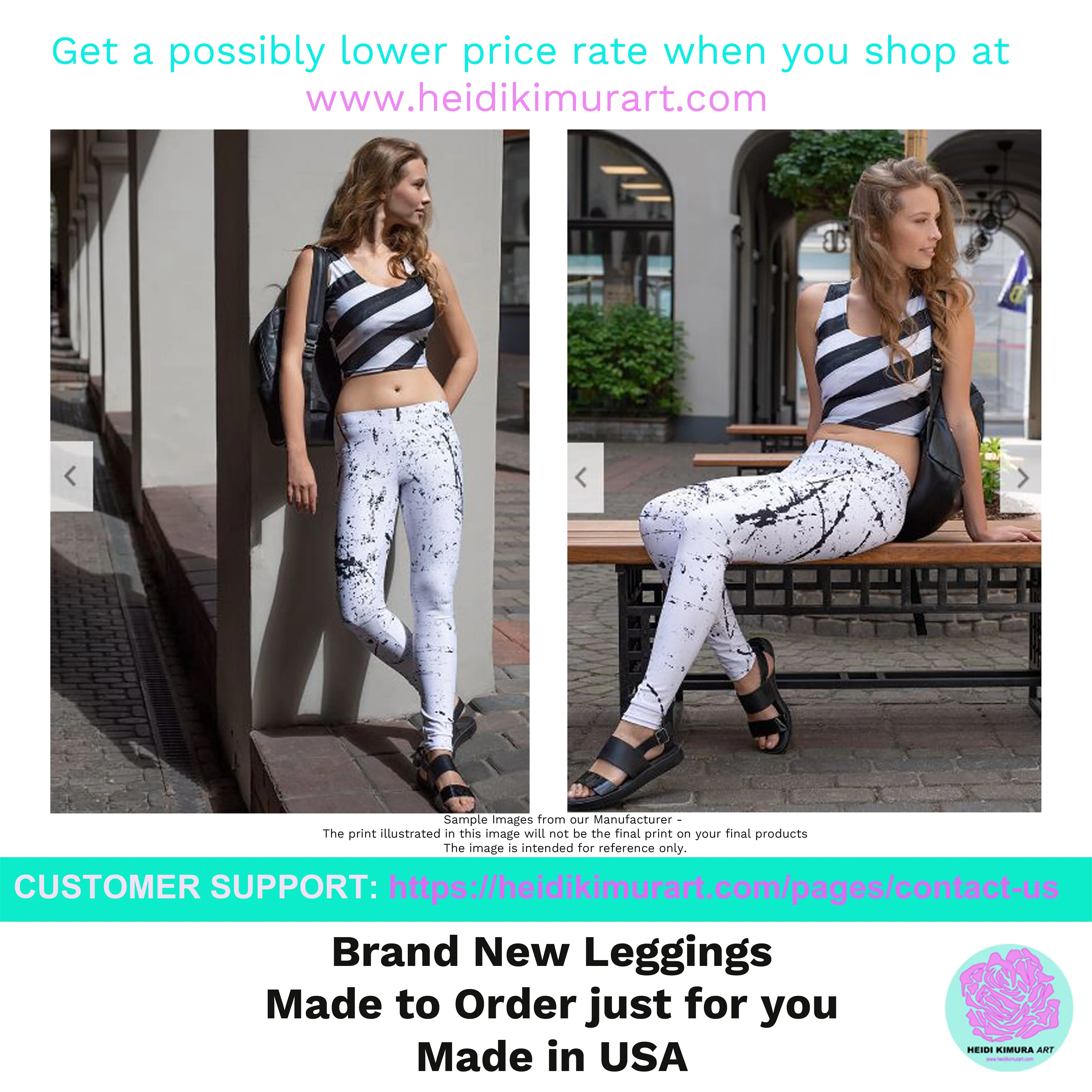 Gray & White Vertical Striped Leggings, Women's Yoga Capri Leggings Pants- Made in USA/ EU