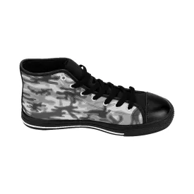 Gray Camo Print Women's Sneakers, Army Military Designer High-top Sneakers Tennis Shoes