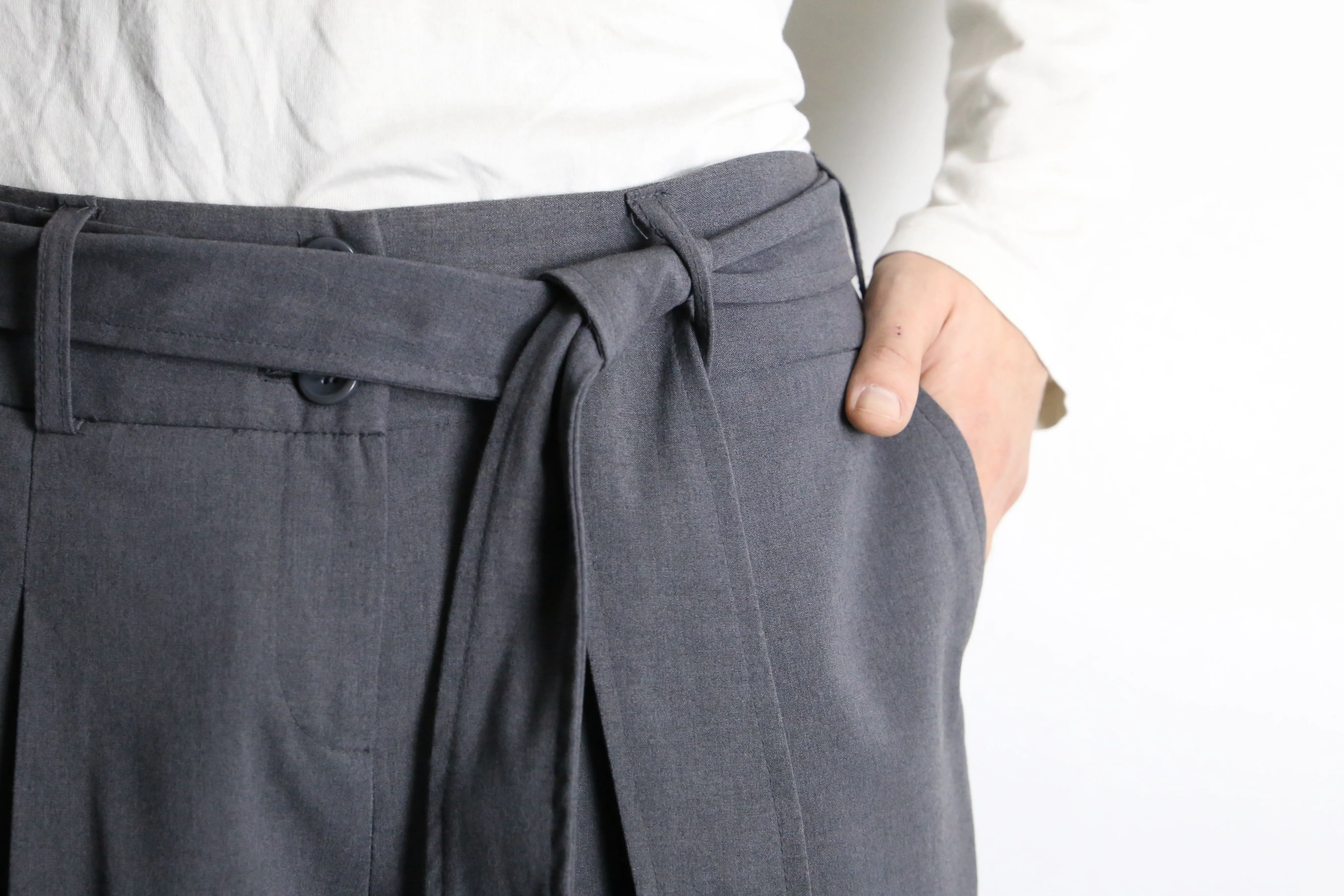 gray drawstring easy wide pants