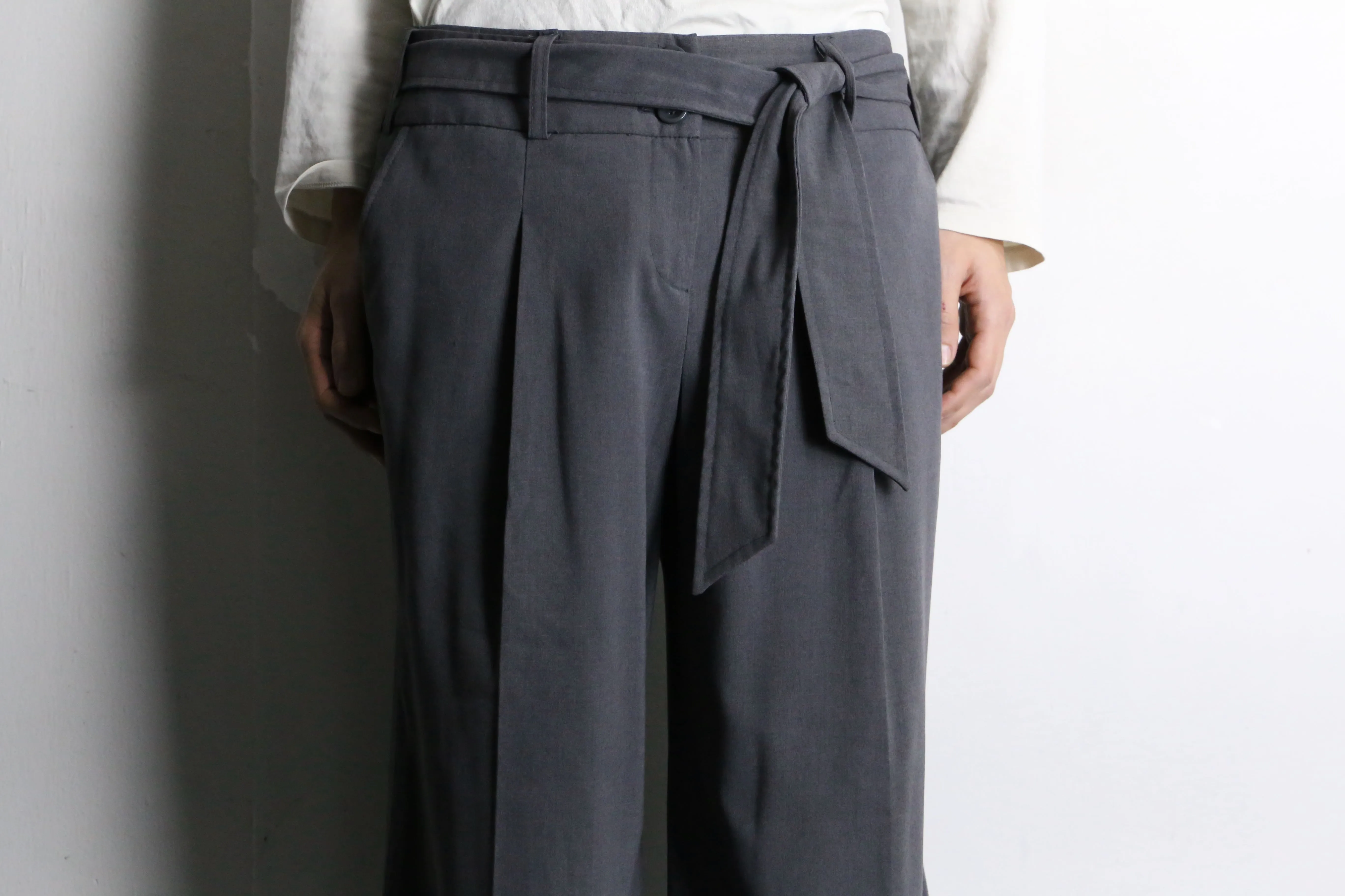 gray drawstring easy wide pants