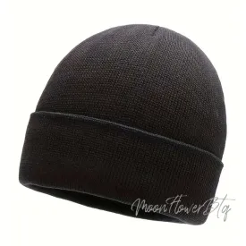 Gray Fleece-Lined Knit Beanie