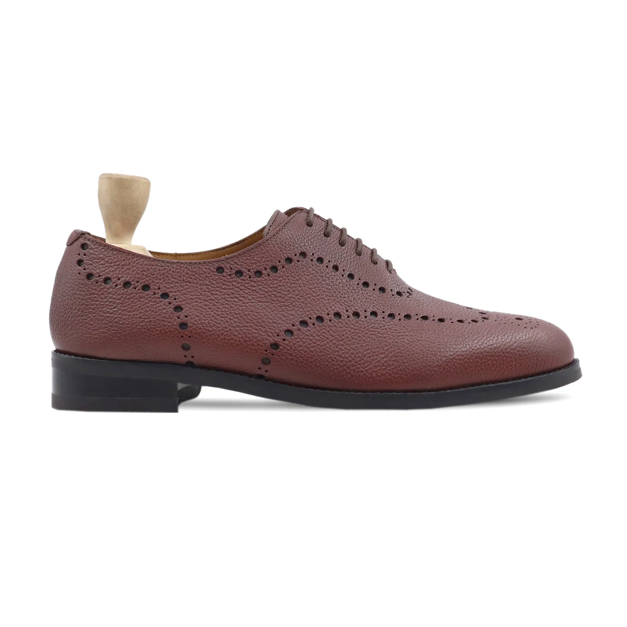 Graz - Men's Oxblood Pebble Grain Leather Wholecut Shoe