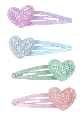 Great Pretenders Sparkle Heart Bobble 4pc Hair Clip Set