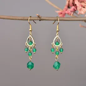 Green Agate Retro Earrings!