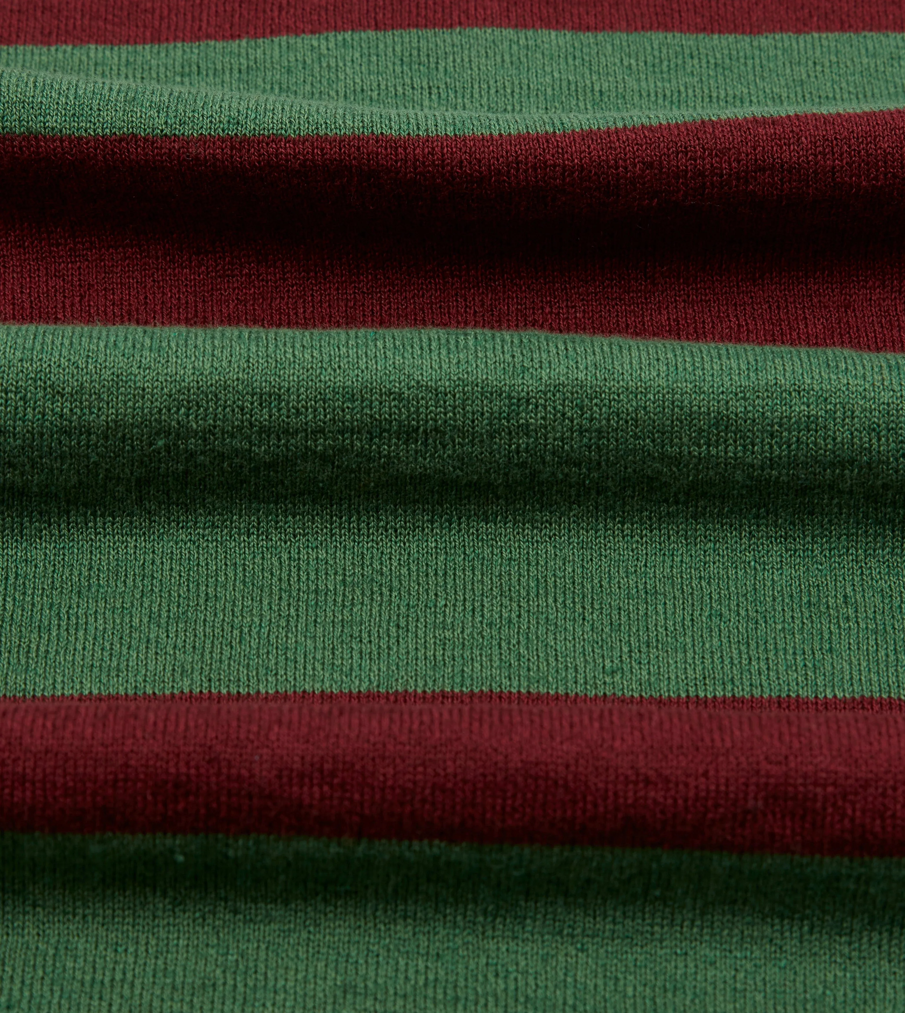 Green and Red Linen Cotton Knitted Rugby Shirt