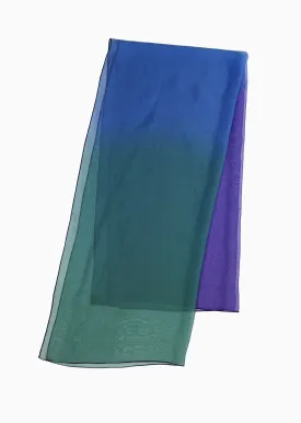 Green, Blue and Purple Ombre Silk Chiffon Scarf