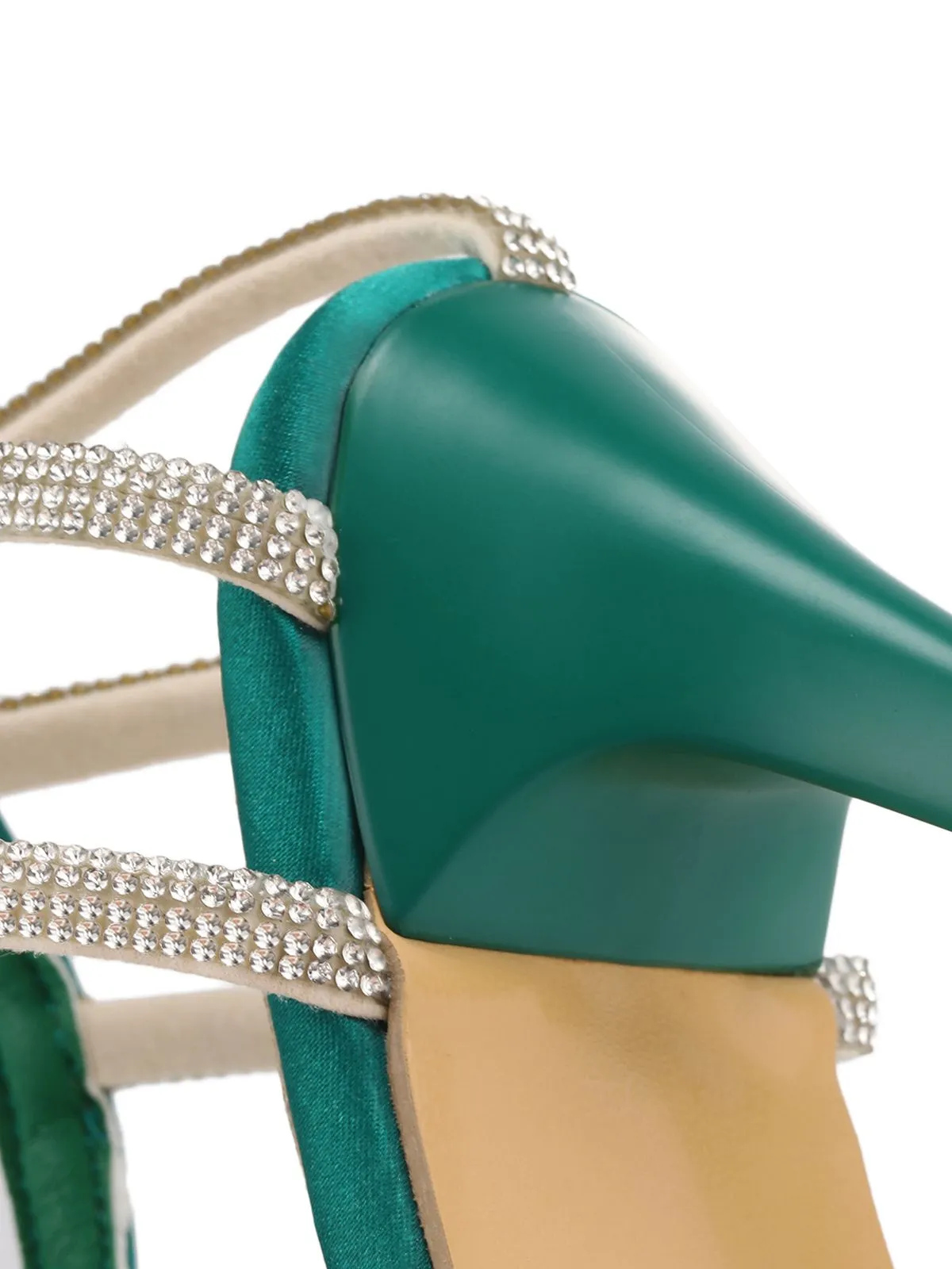 Green Buckle Fish Mouth High Heel Shoes