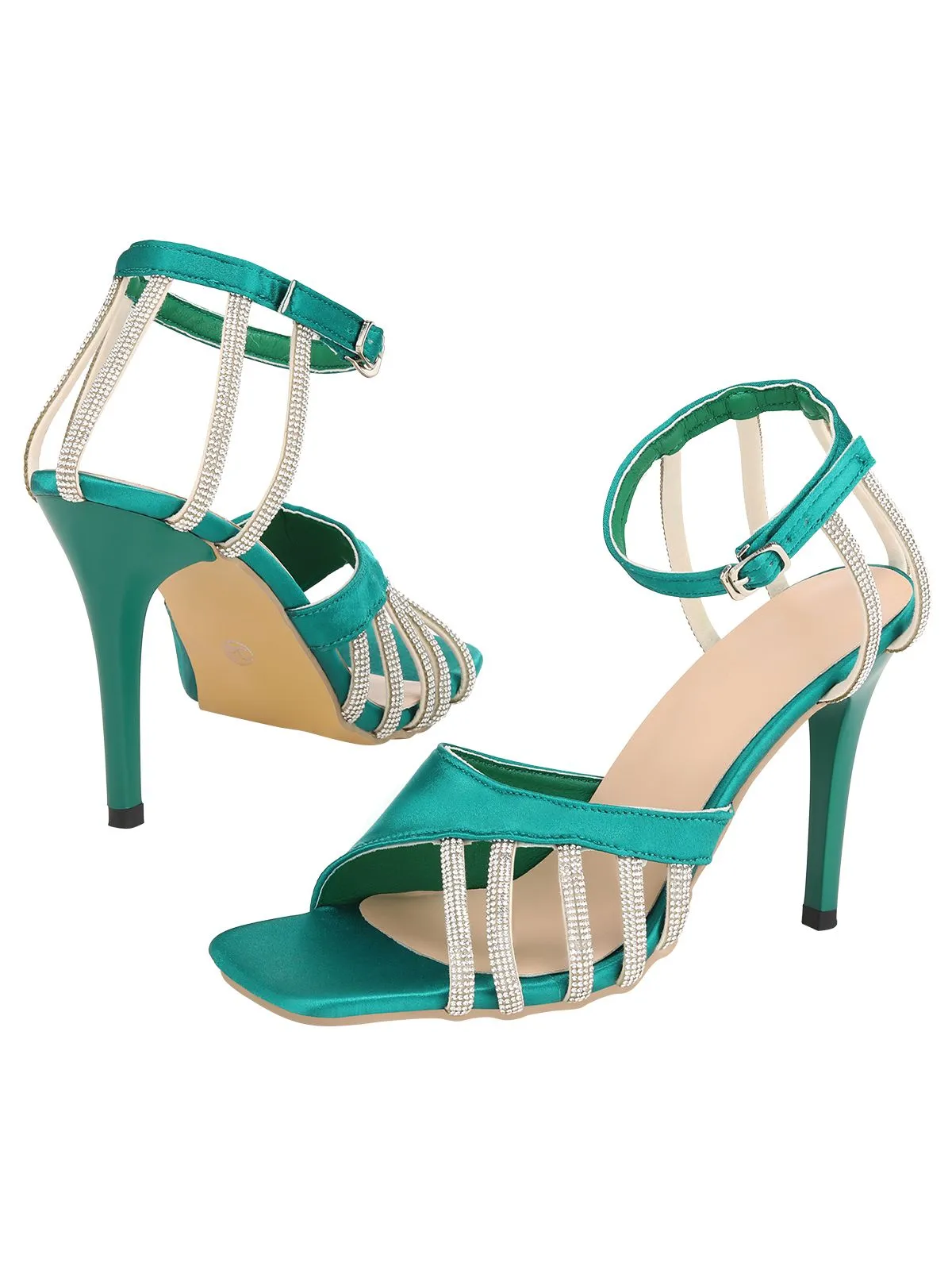 Green Buckle Fish Mouth High Heel Shoes