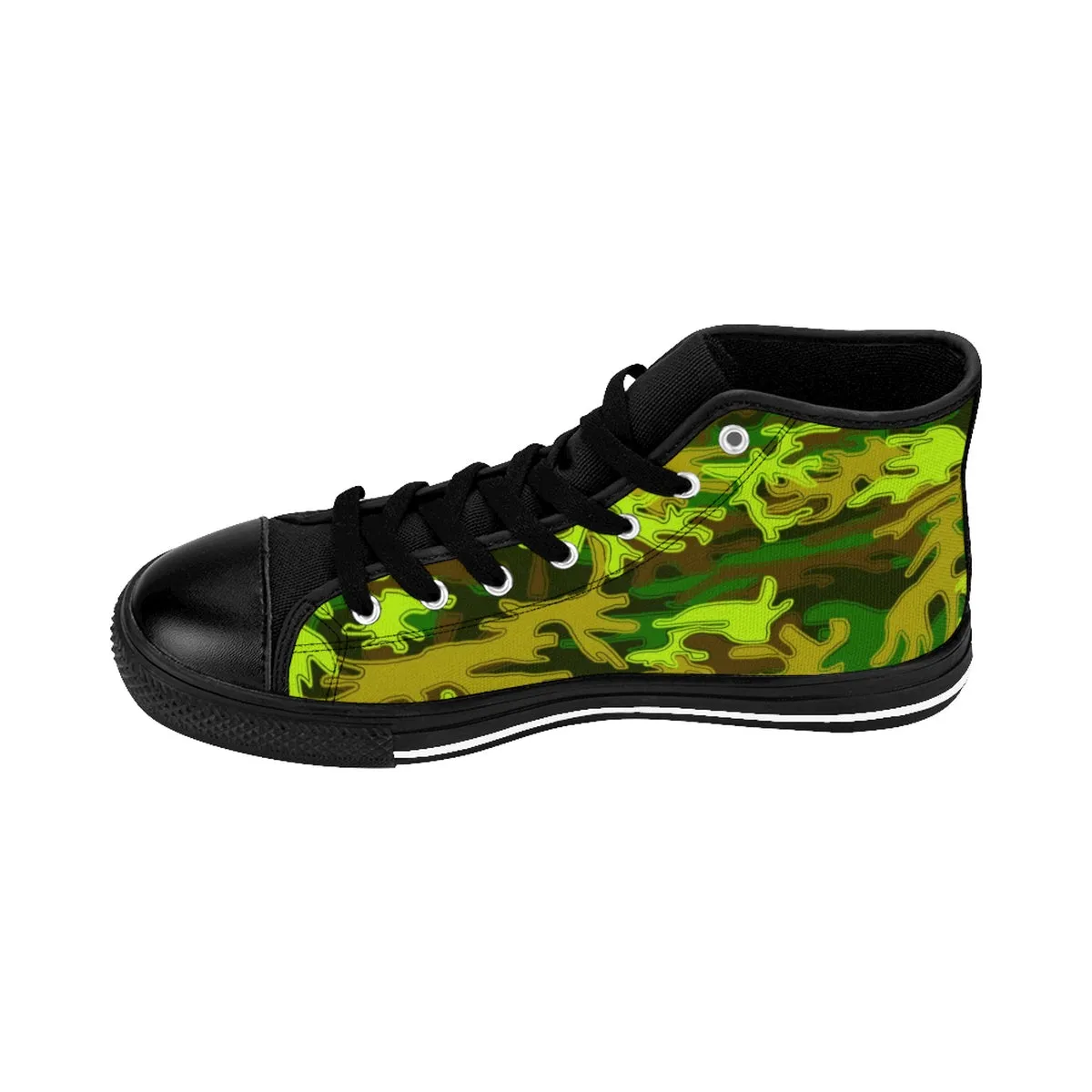 Green Camo Men's Sneakers, Camouflage Army Military High Top Tennis Running Shoes