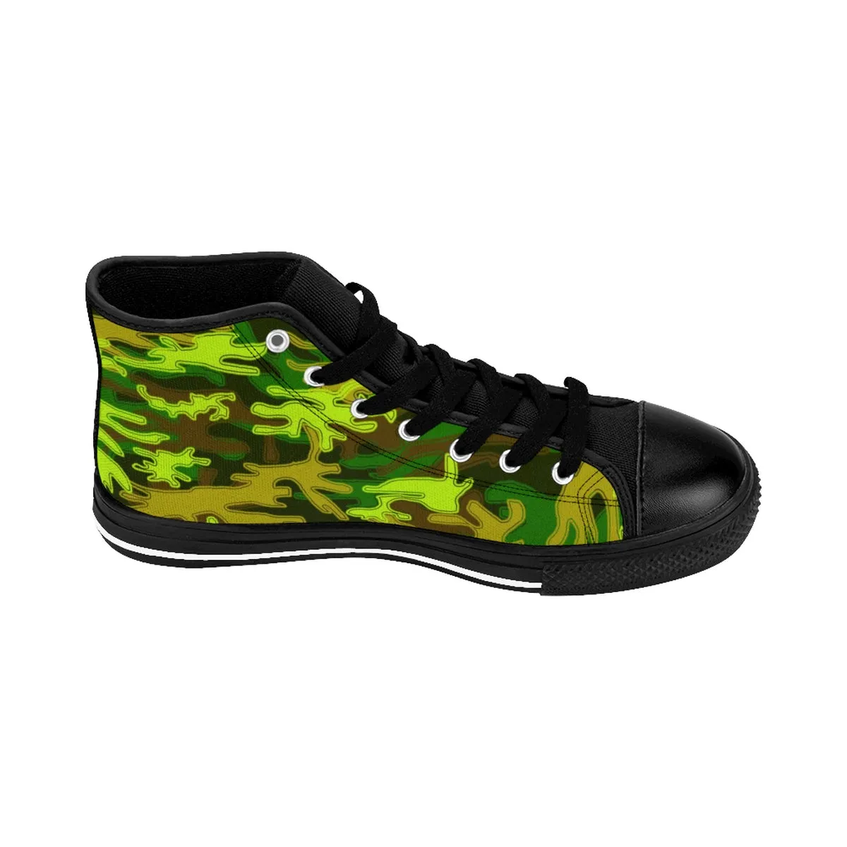 Green Camo Men's Sneakers, Camouflage Army Military High Top Tennis Running Shoes