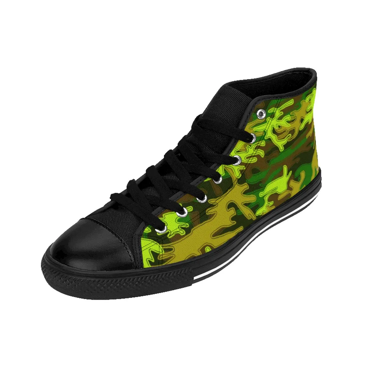 Green Camo Men's Sneakers, Camouflage Army Military High Top Tennis Running Shoes