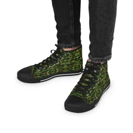 Green Camo Men's Tennis Shoes, Best Camouflaged Printed Men's High Top Fashion Sneakers