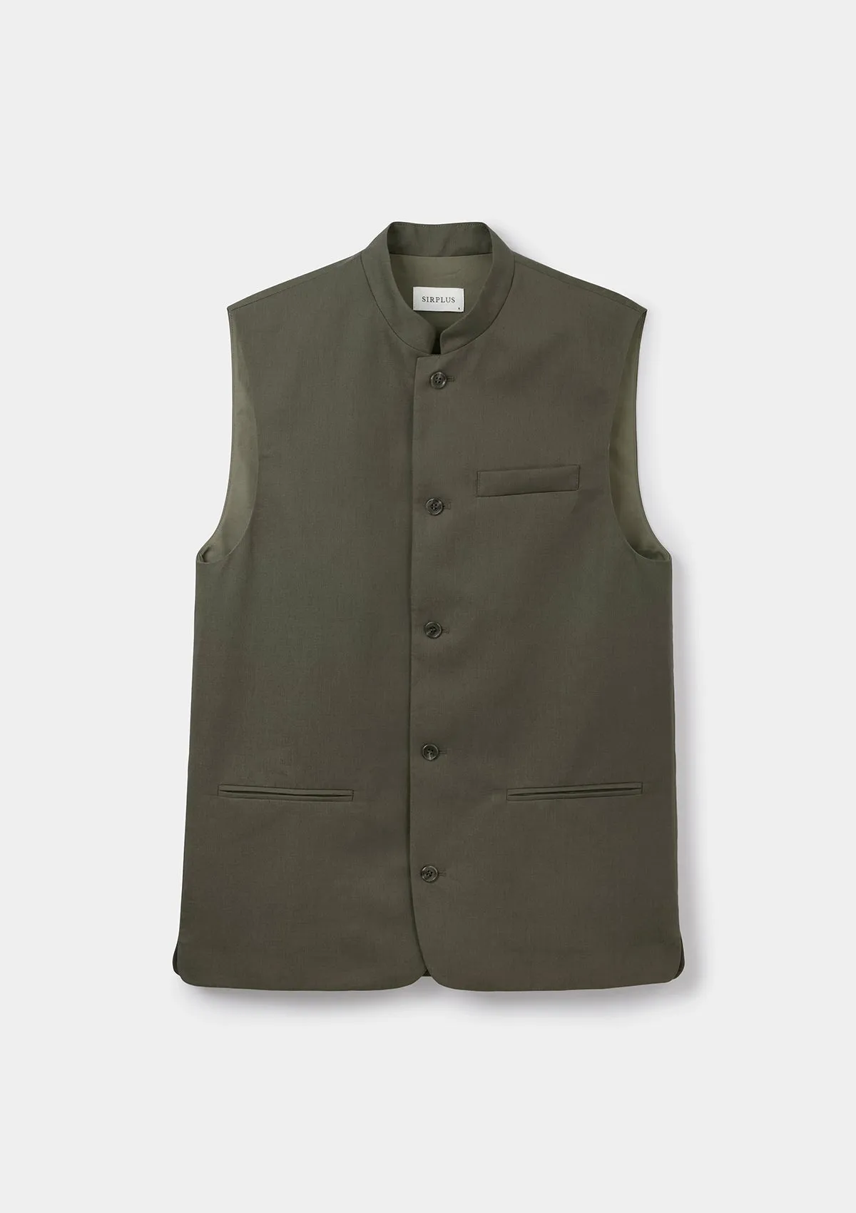 Green Cotton Linen Nehru Waistcoat