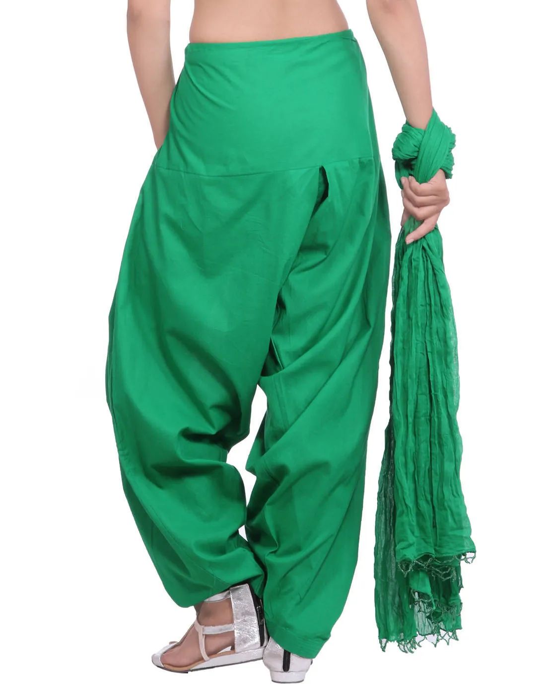 Green Cotton Patiala Salwar And Dupatta Set