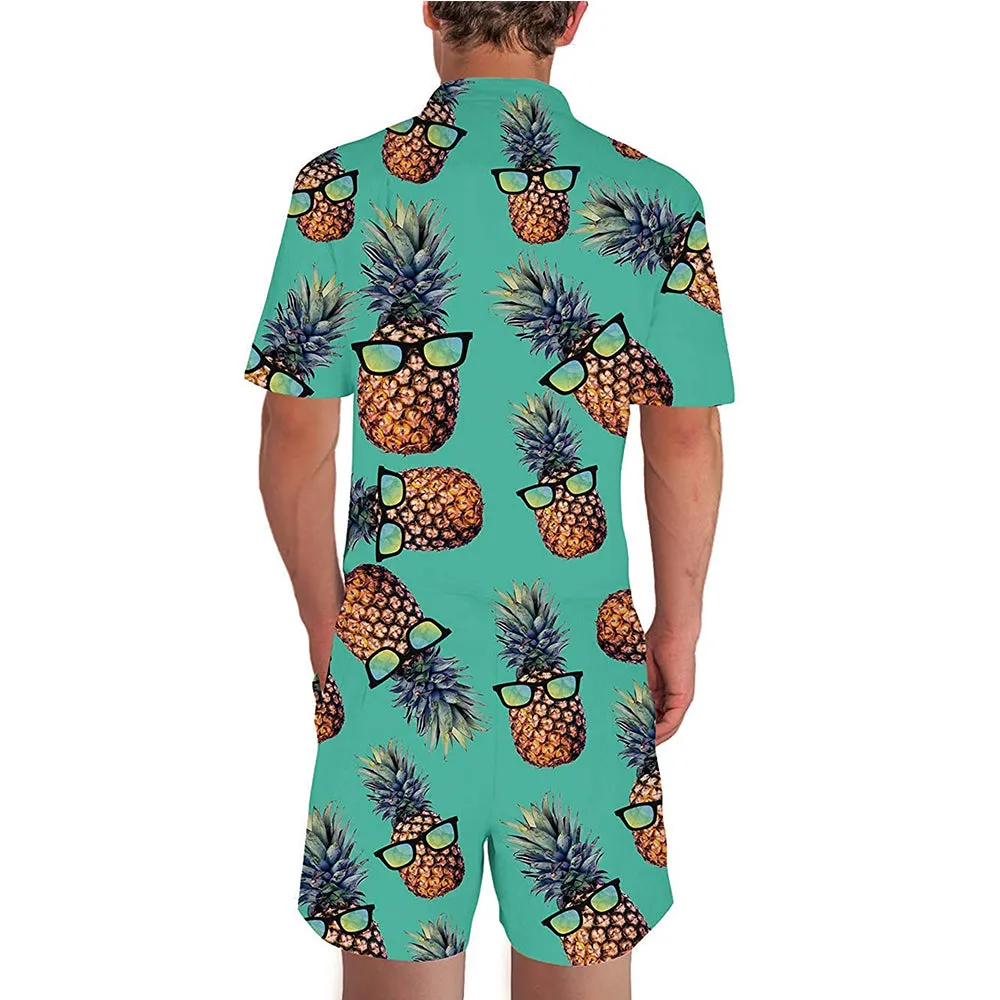 Green Glasses Pineapple Male Romper