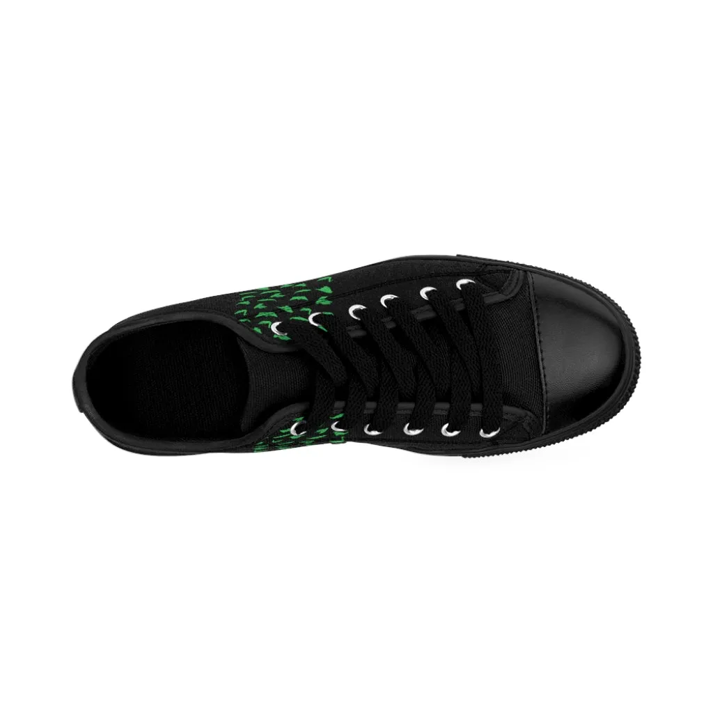 Green Japanese Crane Men's Sneakers, Japanese Style Best Designer Low Top Shoes For Men