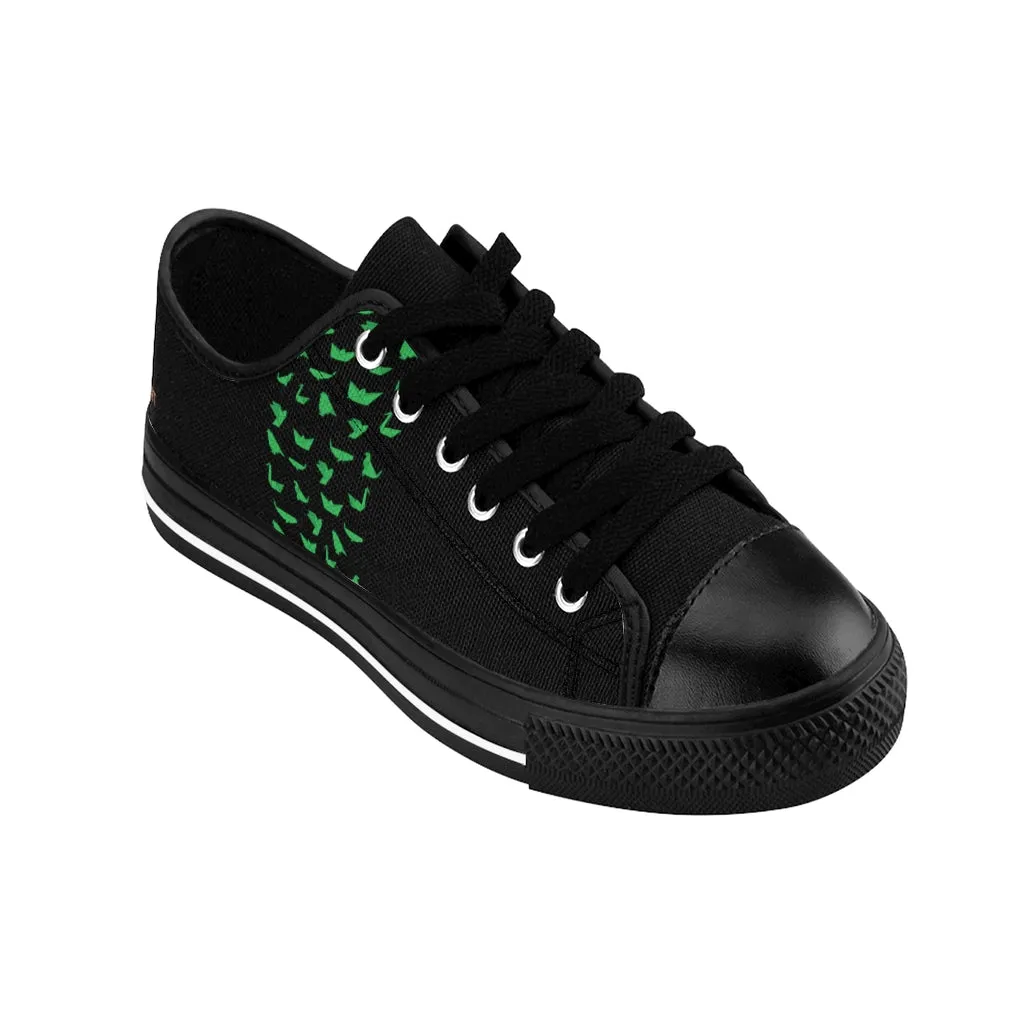 Green Japanese Crane Men's Sneakers, Japanese Style Best Designer Low Top Shoes For Men