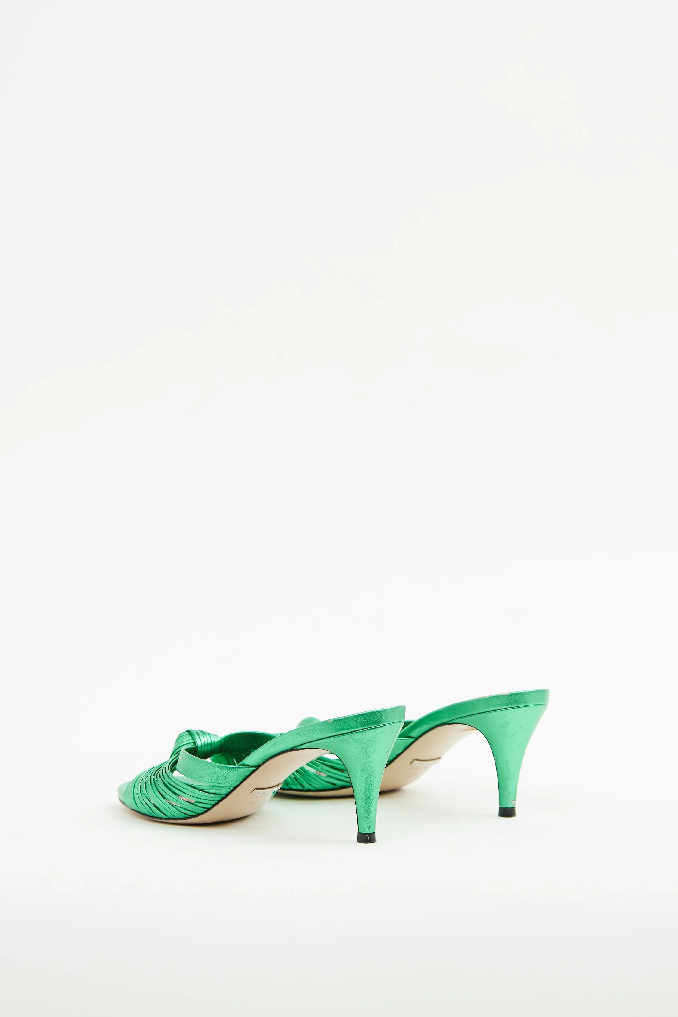 Green Metallic Knotted Heel