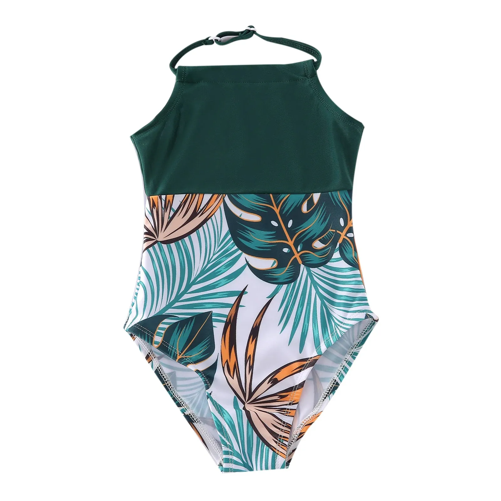 Green Palm Leaves Matching Family Bathing Suit