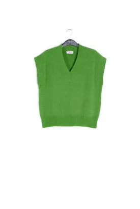 Green sleeveless knitted vest