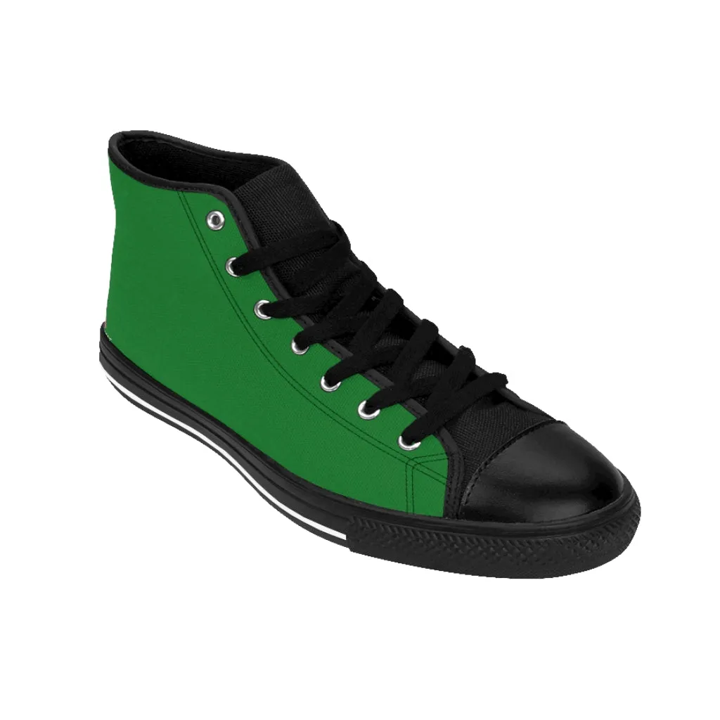 Green Solid Color Men's Sneakers, Best Modern Minimalist Designer Men's High-top Sneakers