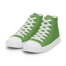 Green Solid Color Men's Sneakers, Bright Green Solid Color Modern Minimalist Designer Men's High Top Tennis Shoes  (US Size: 5-13)