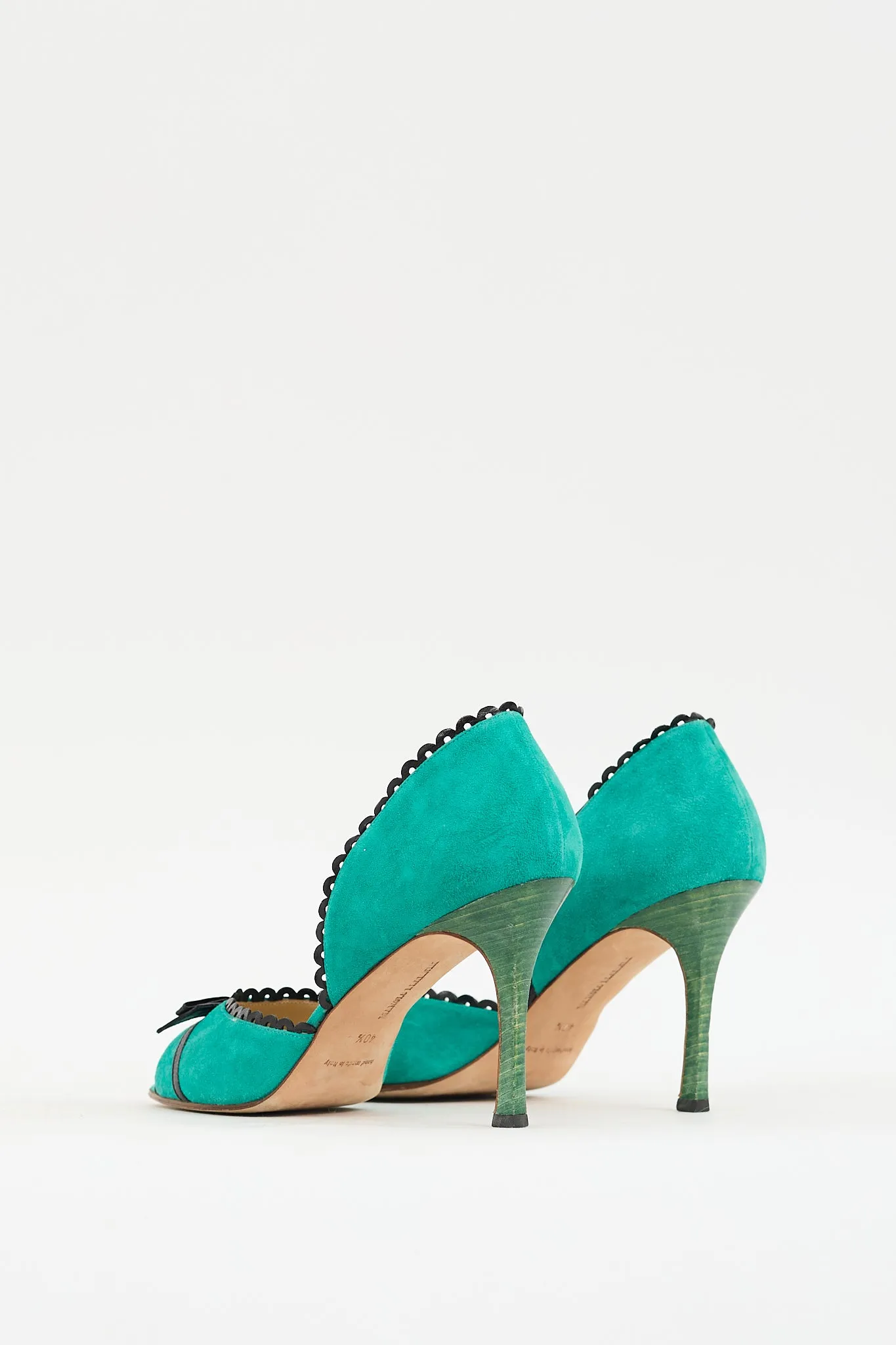 Green Suede Trimmed D'Orsay Heel