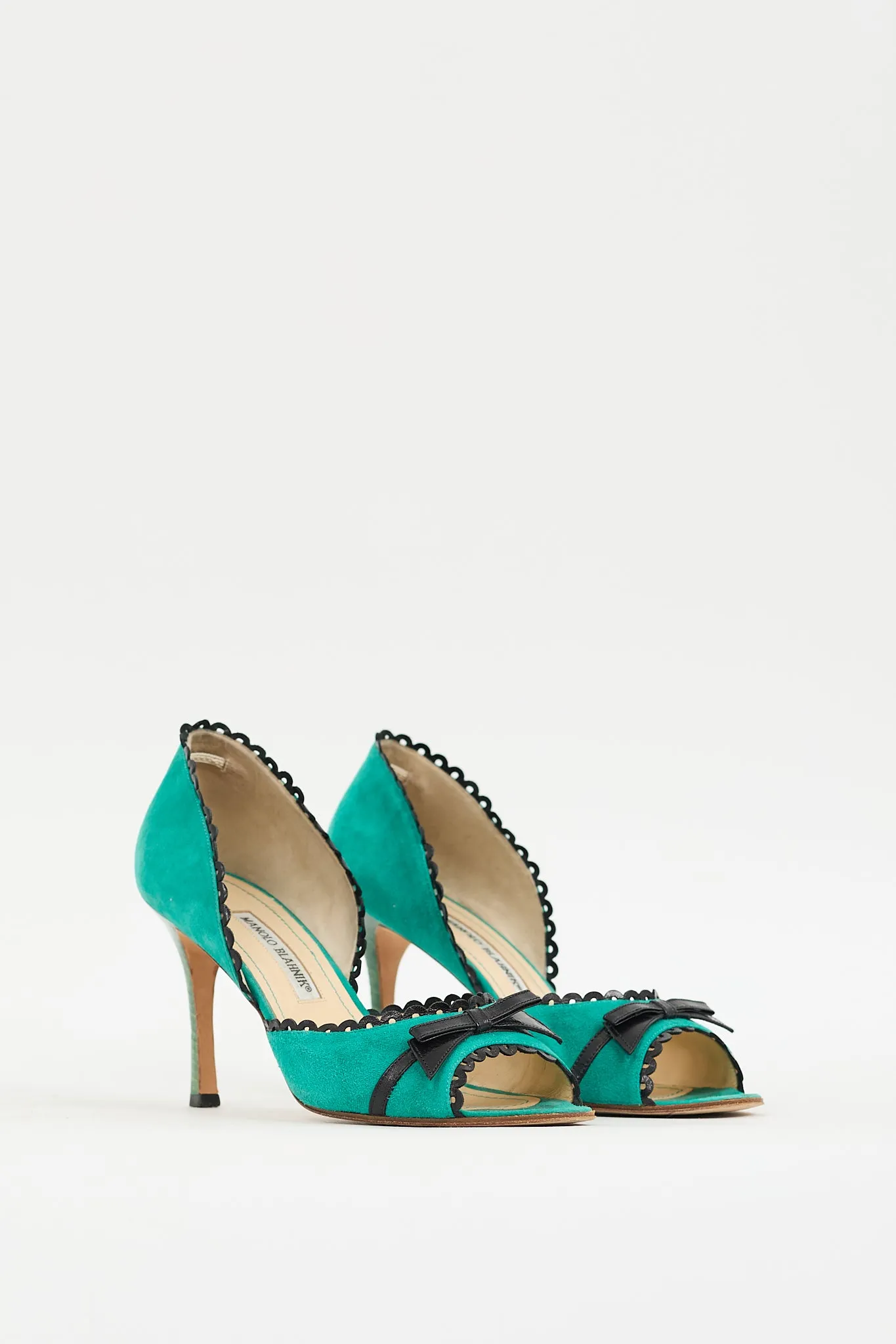 Green Suede Trimmed D'Orsay Heel