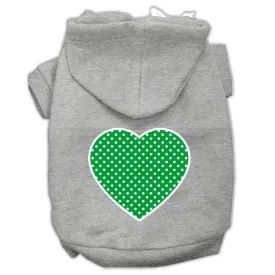 Green Swiss Dot Heart Screen Print Pet Hoodies Grey Size Sm (10)