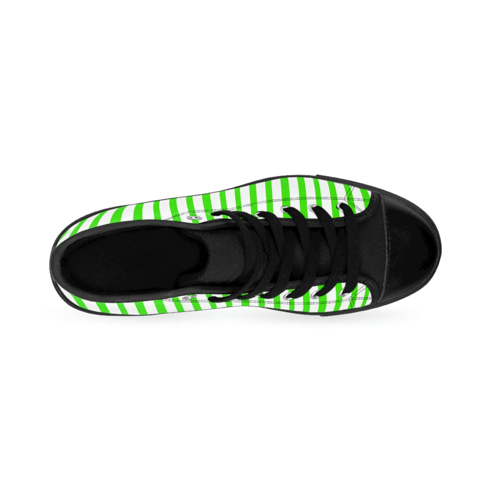 Green White Striped Men's Sneakers, Modern Stripes Men's Designer Tennis Running Shoes (US Size: 6-14)