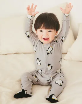 Grey Bebe Penguin Baby Footie