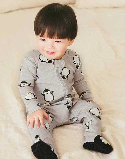 Grey Bebe Penguin Baby Footie