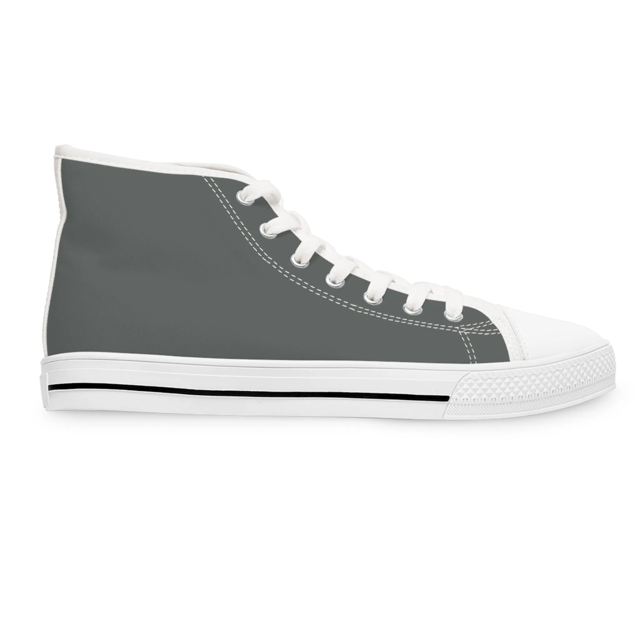 Grey Color Ladies' High Tops, Solid Grey Color Best Women's High Top Sneakers Tennis Shoes (US Size: 5.5-12)