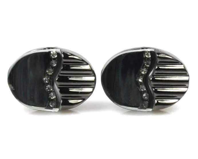 GREY CUFFLINKS WITH CRYSTALS