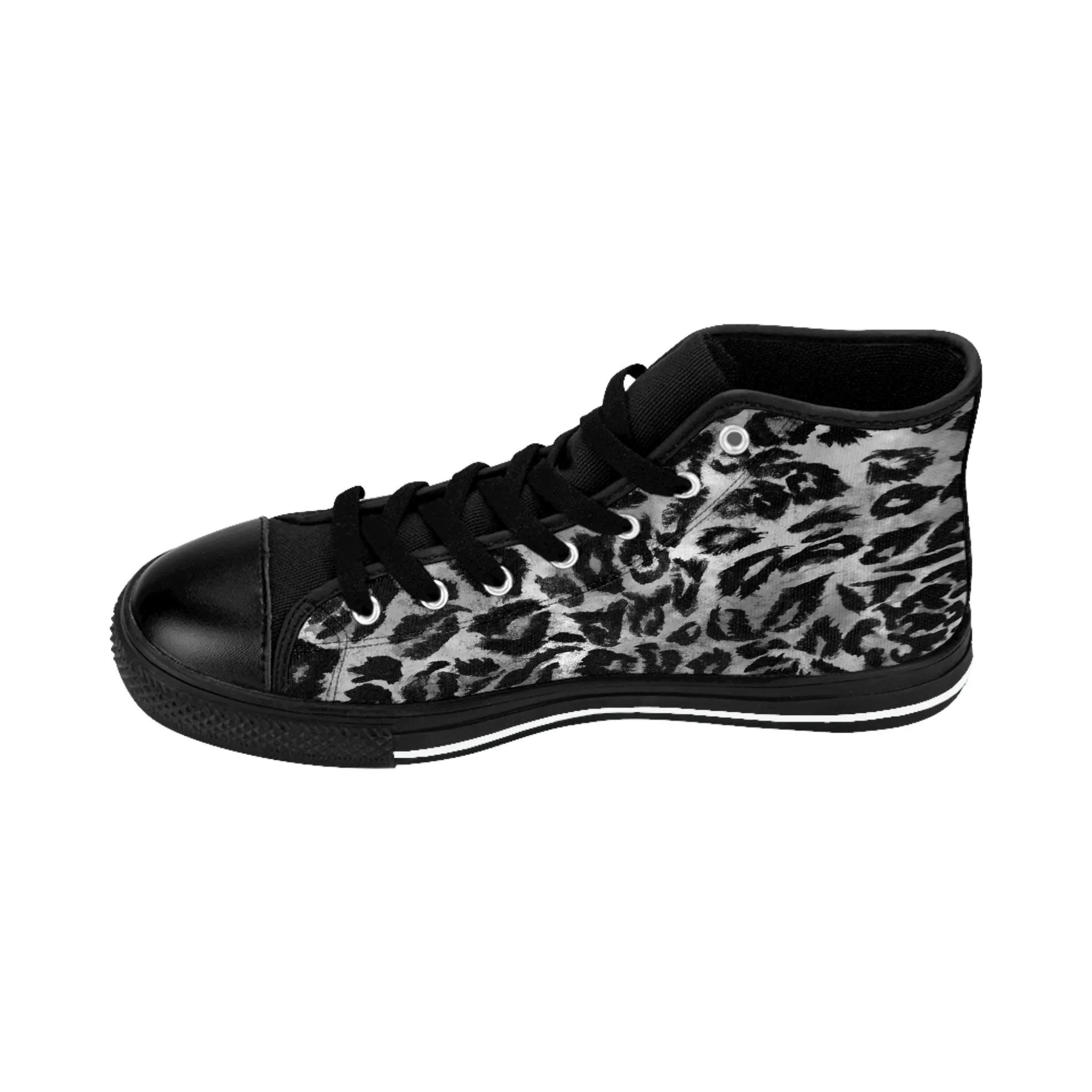 Grey Leopard Print Men's Sneakers, Leopard Animal Print Best Designer Men's High Top Sneakers