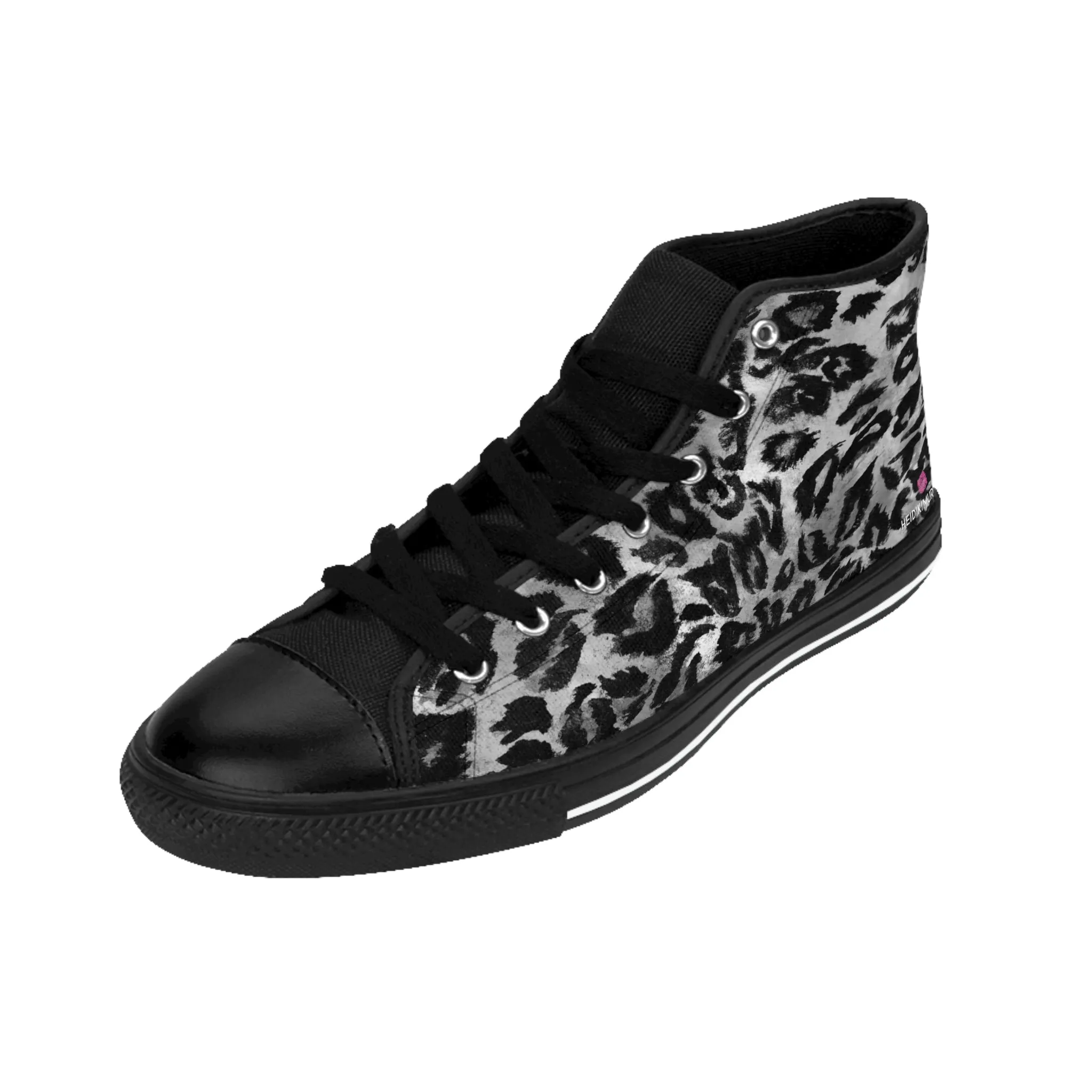 Grey Leopard Print Men's Sneakers, Leopard Animal Print Best Designer Men's High Top Sneakers