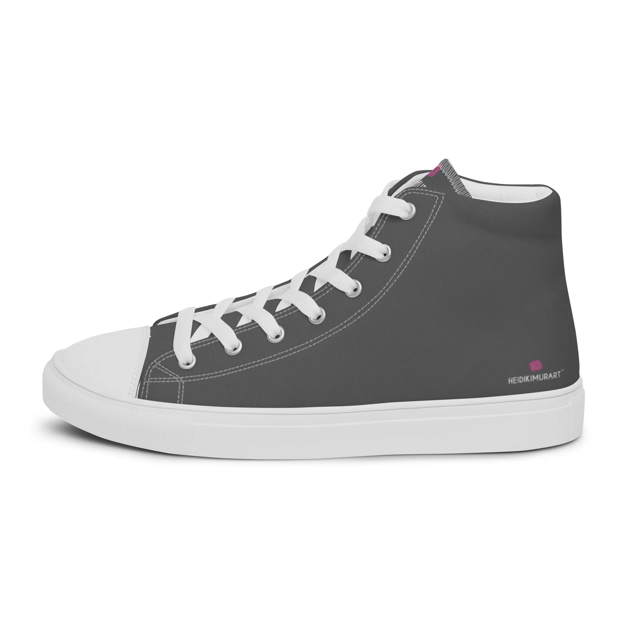 Grey Men's High Tops, Solid Color Best Men’s high top canvas shoes