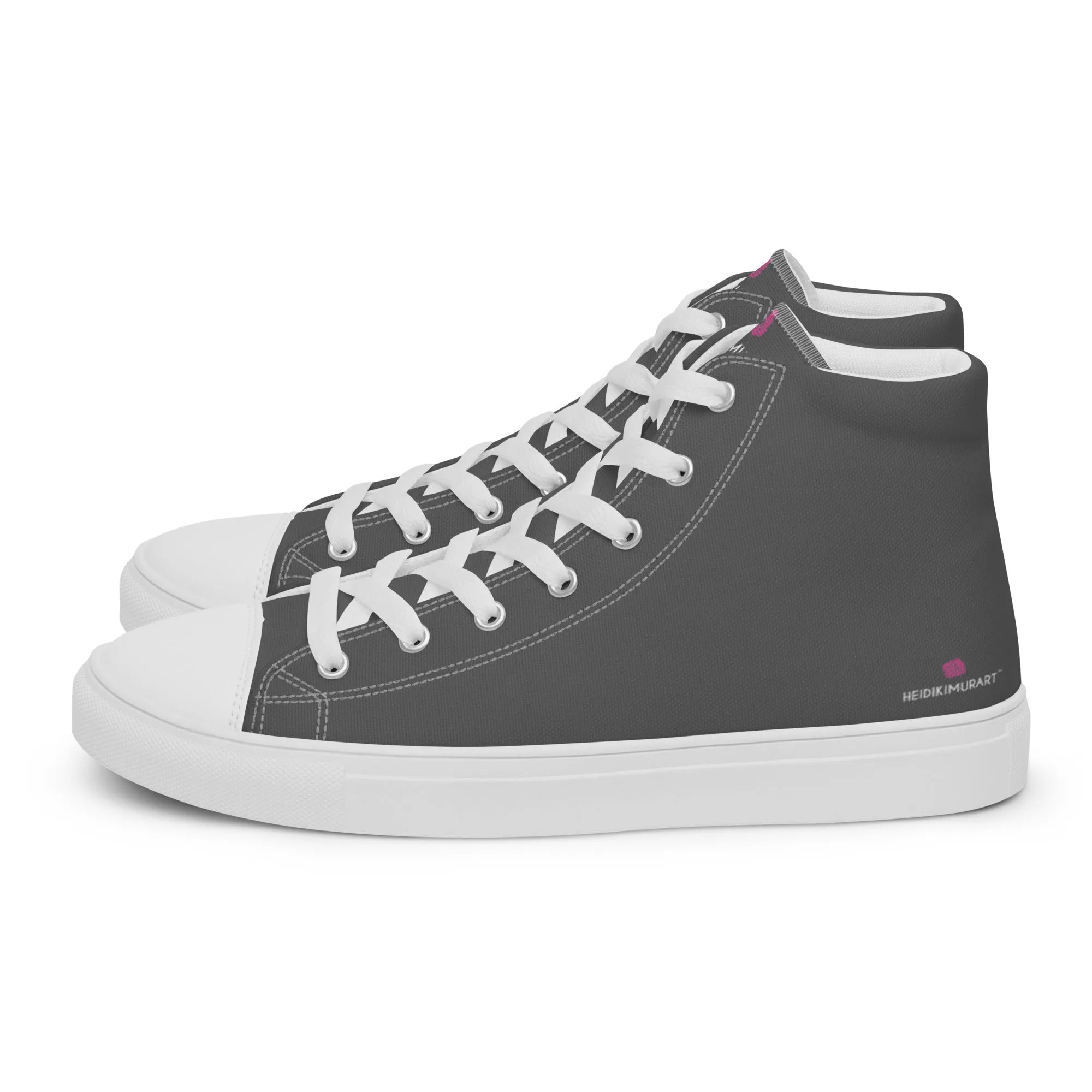 Grey Men's High Tops, Solid Color Best Men’s high top canvas shoes