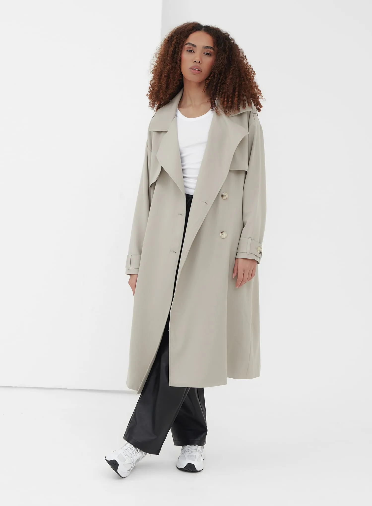 Grey Oversized Trench Coat - Ramona