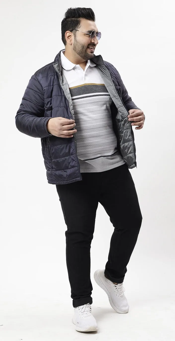 Grey Reversible Puffer Plus Size Jacket