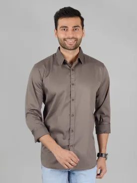 Grey Solid Slim Fit Casual Shirt | JadeBlue